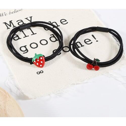 New Fashion 1Pc Simple Fresh Strawberry Cherry Head Rope Tie Knot Elastic Hair Bands Hair Accessories