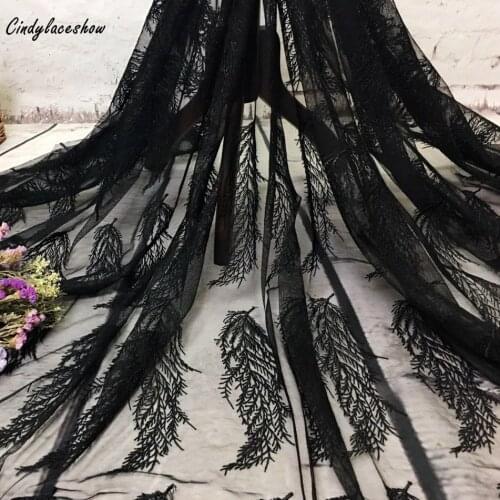 1 Yard African Tulle Feather Embroidered Lace Fabric Summer French Lace Fabric For Bridal Womens Dress Sewing Net French Lace