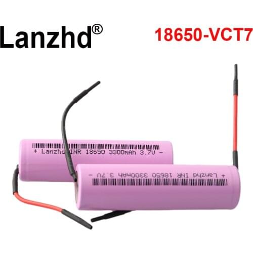 2PCS 18650 3.7V Battery Original 18650 Rechargeable batteries with wire DIY lithium Li ion 3300mAh 10A VTC7 35E