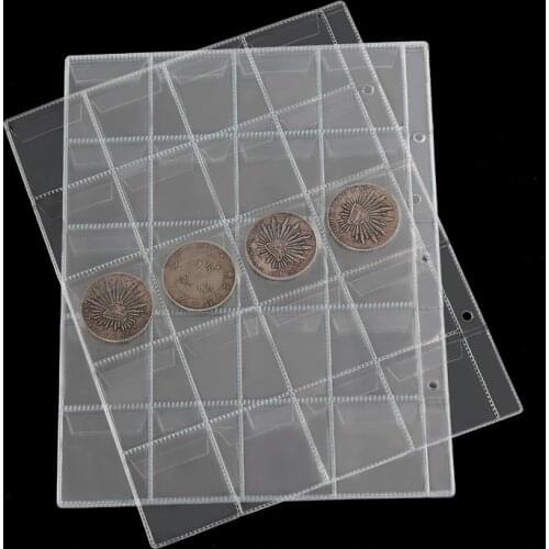20pcs Portable 20/30/42 Pockets PVC sheets for coins album transparent inside pages 252*200mm inners of collection coin holders
