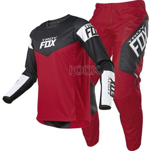 2021 Red Troy Fox MX ATV 180 Revn Jersey Pants Combo Mountain Bicycle Racing Kits Motorcycle Motocross Gear Set Mens Suit