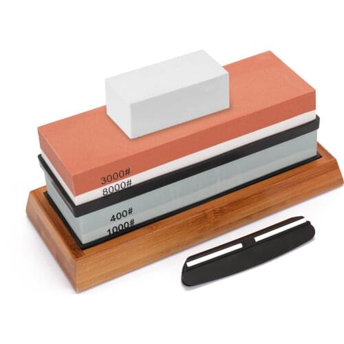 400/1000 3000/8000 Grit Premium Whetstone Cut Sharpening Stone Set SharpenerNon Slip Base Cutter Sharpener