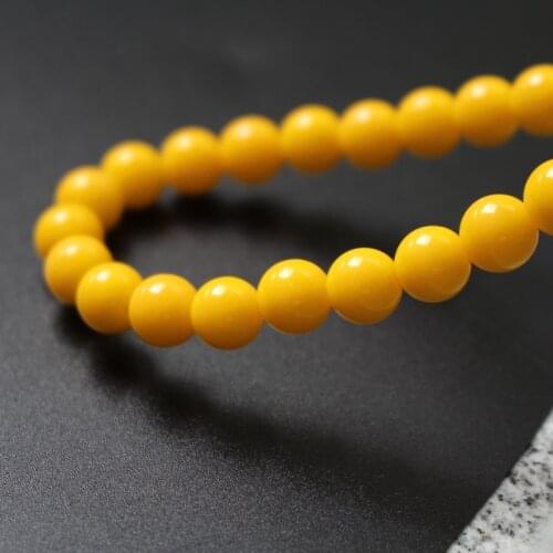48pcs/Lot 8mm Glass beads Round Simply Yellow color for jewelry making