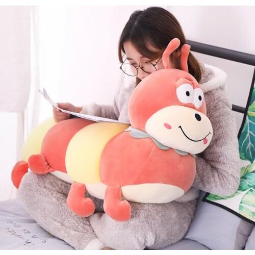 50/60/80 cm Large Soft Colorful Cartoon Carpenter Worm Plush Toy Climbing Mat Pillow Toys For Children