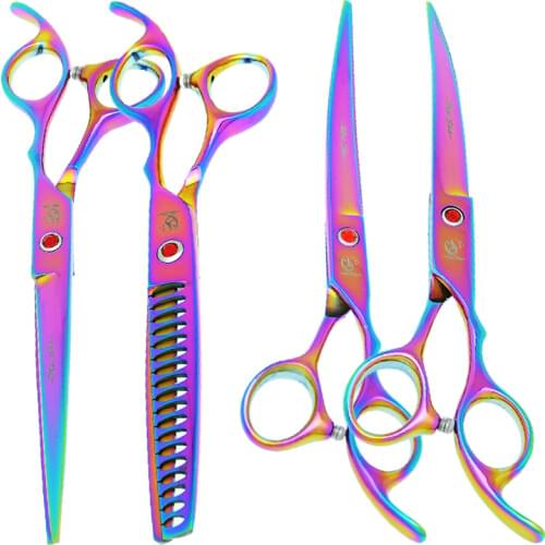 7.0" Professional Pet Scissors Japan 9CR Dogs Grooming Cutting Shears Animals Hair Thinning Clipper Pet Tools Suppliers B0018A