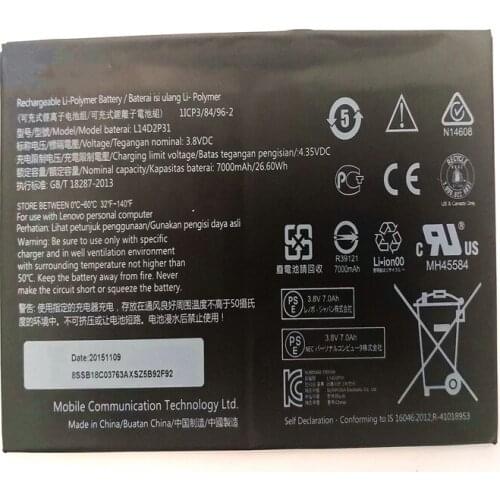 3.8V 7000mAh L14D2P31 For Lenovo Tab 2 A7600-F A10-70F Tab2 A10-70 A10-70L Battery with repair tools
