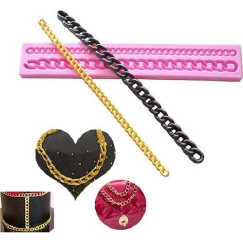 Tangker Diamond Bag Chain Shape Fondant Silicone Cake Border Cookie Pastry Sugar Paste Baking Mould