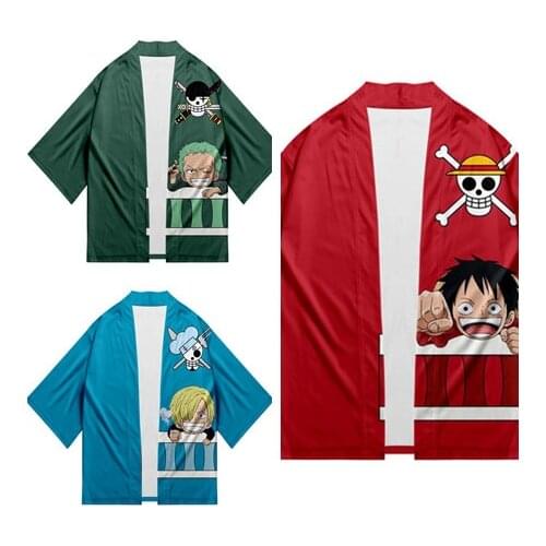 Anime ONE PIECE Cosplay Costume Luffy Shirt Vinsmoke Sanji Coat Roronoa Zoro Kimono Cardigan Tops Summer Men Women Shirt