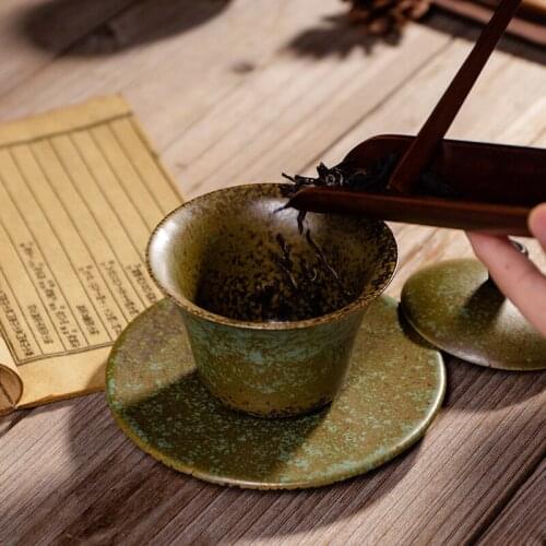 Antique Gai Wan Cha Cup Antique Sancai Bowl Tea Queen Stoneware Kung Fu Tea Hot Sopera De Ceramica Gaiwan Gift for Boyfriend