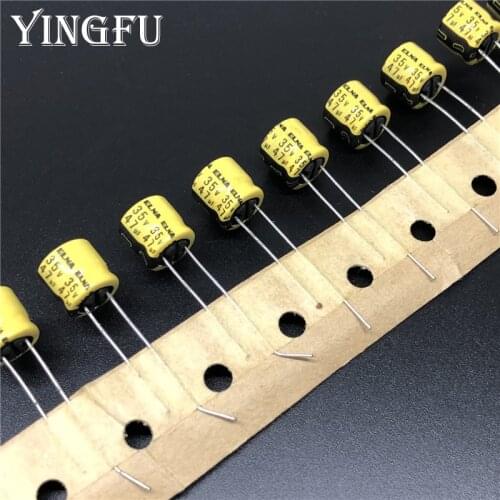 10pcs/100pcs 47uF 35V ELNA 8x7mm Low profile 35V47uF Audio Capacitor Yellow