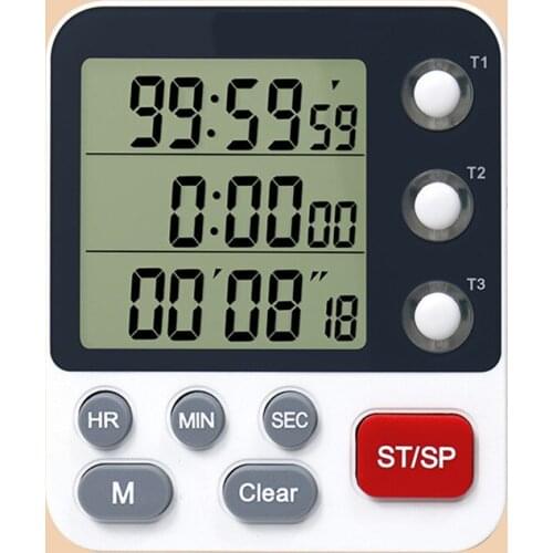 Digital Kitchen Timer With Memory Function Large LCD Display 3 Independent Timing Time Manager for Cooking Exercise PI669