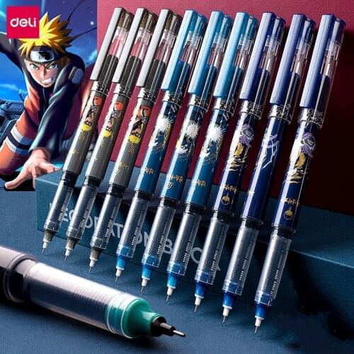 Deli Pen 48Pcs Naruto Series Rollerball Pens for School Supplies Japanese Stationery Kids Prizes Cute Anime Stationery Cartoon