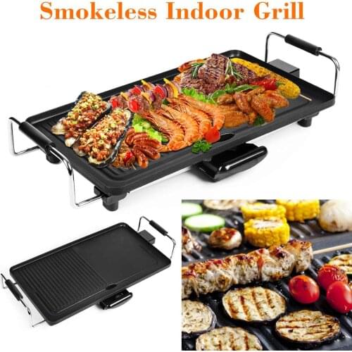 1200W Non-Stick Smokeless Aluminum BBQ Grill Pan Electric Barbeque Griddles Outdoor Camping Picnic EU/US Plug 48X27cm