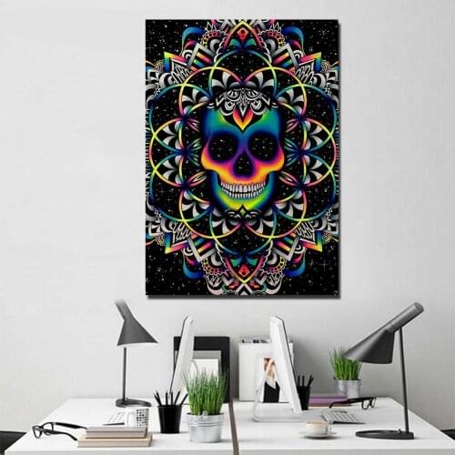 Chaos By Brizbazaar HD print 1 piece Colorful Skull ArtSailing canvas art Poster abstract Wall Pictures For Living Room CU-3433D