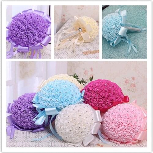 Artificial Bridal Bouquet Handmade Beauty Foam Roses Wedding Bouquet Party decoration Accessories