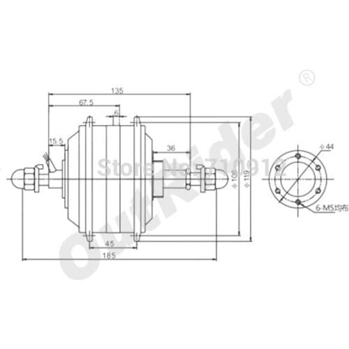 Qualitified Ebike/Electric Bike Hub Motor 48V Rear Expansible 7-speed Hall/ no hall 340rpmOR01B6