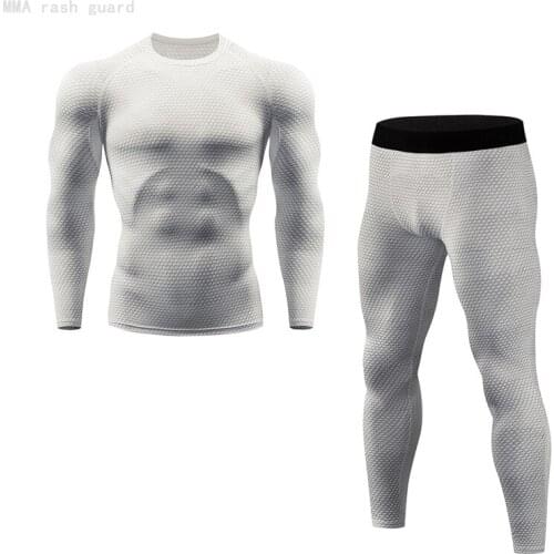MMA Compression sportswear Hot selling New Thermal underpants Leggings Men long johns tracksuits 2-pc/set Winter jogging suit