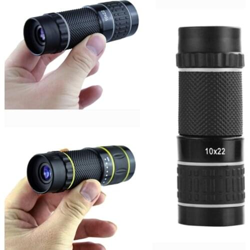 10x22 Portable Mini Monocular Telescope Camping Hunting Optical Long Range Zoom Scope Zooming Focus Green Film Tourism Binoculo