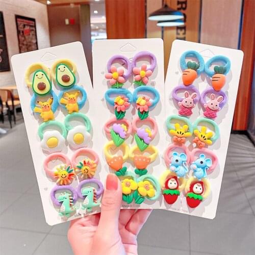 MueRaa 10 Pcs/Set Kawai Children Girls Lovely Elastic Hairband Rubber Band Korean Style Hair Accessories Cute Headwear For Kids
