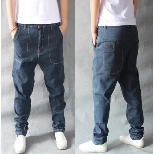 Hip Hop Jeans Men Casual Denim Harem Pants Korean Style Tappered Trousers Loose Baggy Joggers Jeans