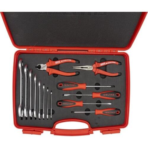 İZELTAŞ Maintenance Set (14 Pieces) 8793001014 Screwdriver, wrench, side cutter, nose pliers set