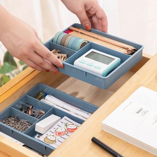 Desk Drawer Organizer Stackable Multi-cell Storage Desktop Storage Bin Tray Multi-purpose Divider Container For Household Office