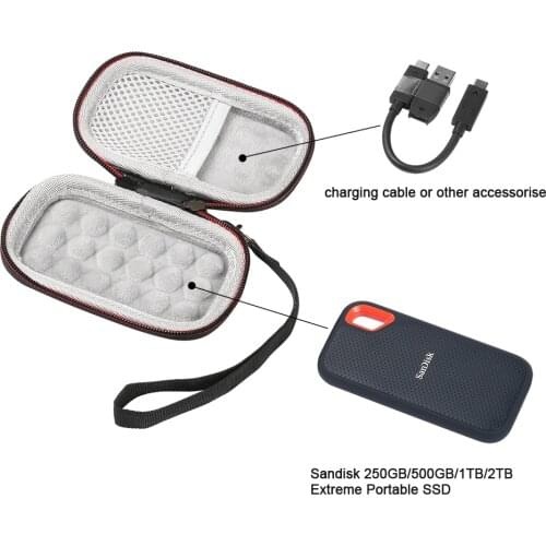 2019 Newest EVA Hard Portable Case for SanDisk 250GB/ 500GB/ 1TB/ 2TB Extreme Portable SSD SDSSDE60 Carrying Storage Cover Bag