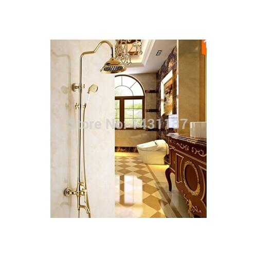 Wholesale And Retail Luxury PVD Brass Shower Faucet Set Single Ceramic Handle Tub Mixer Hand Shower