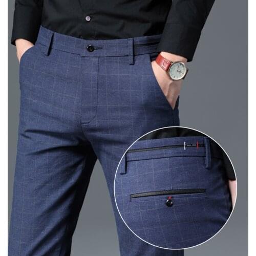 Autumn Winter Pants Men Fashion Business Stretch Men Chinos Trousers Casual Black Cotton Pants Male Pentalon Homme Mens 40