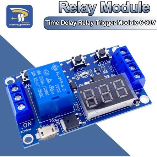 1 Channel 5V Time Delay Relay Module 6-30V Cycle Adjustable Trigger OFF / ON Switch Timing Cycle for Arduino