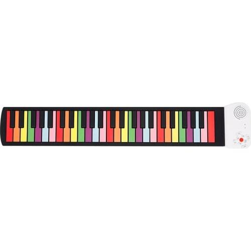 Rainbow Roll Up Piano, 49 Keys Flexible Educational Electronic Piano Keyboard With Loud Speaker Portable Toy Gift