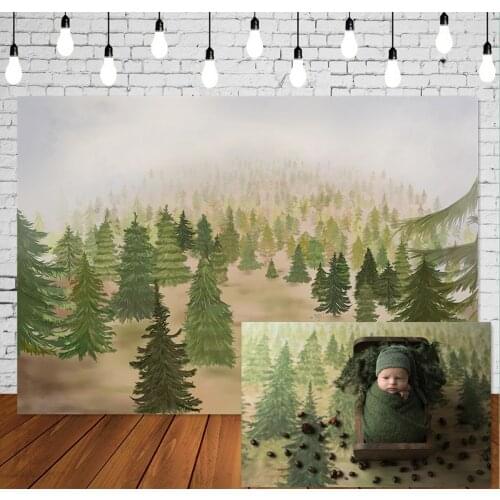 Christmas Photography Background Watercolor Painted Winter Forest Birthday Decor Photo Backdrops Studio Kids Photographic Props