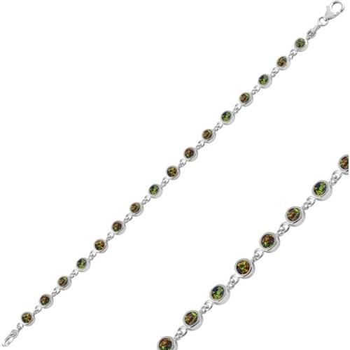 Silver 925 Sterling Opal Gemstone Bracelet
