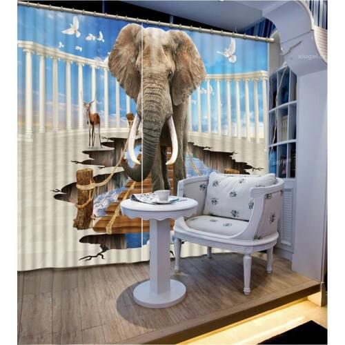 3d curtains Europe style animal Elephant Curtains for living room Curtains for bedroom Home Decoration