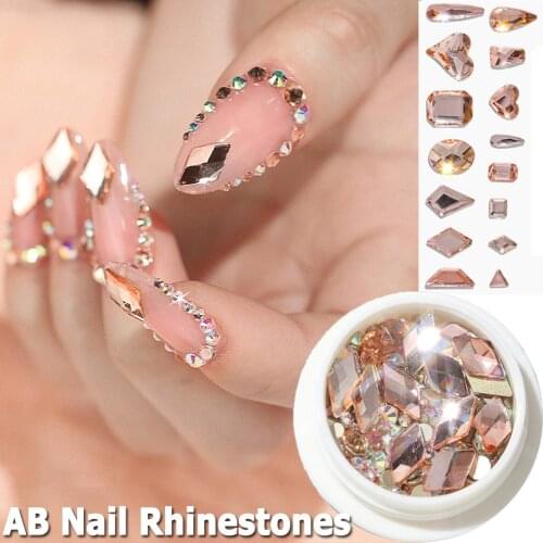 Mixed-size Nail Rhinestones Acrylic Shinning Nail Decoration AB Nail Rhinestones Horse Eye/Waterdrop/Crystal Glitter Nail Stones