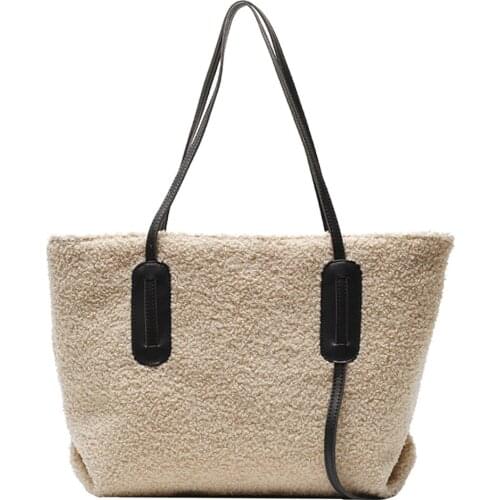 Youth Ladies Simple Versatile Bag Winter Warm Bags Plush Fashion Shoulder Bag Versatile Leisure Shopping Bags