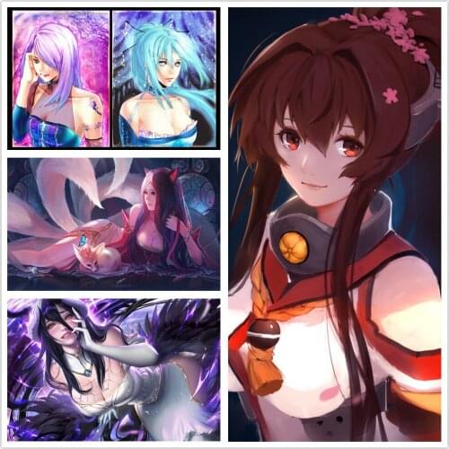 Japan Animation Pretty Sexy Girl Poster Prints Wall 1 Pcs Game Cartoon Movie Canvas Painting Modular Frame Decor Room Picture