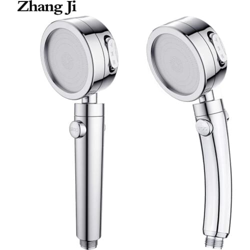 ZhangJi Electroplated 3 Adjustable Mode Shower Head with Stop Button Switch shower ABS Water Saving high pressure Showerhead