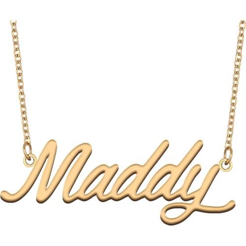 Maddy Name Necklace for Women Stainless Steel Jewelry 18k Gold Plated Nameplate Pendant Femme Mother Girlfriend Gift