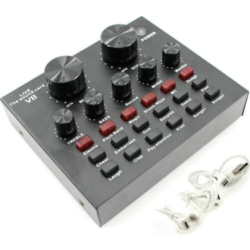 V8 Live Sound Card Audio External USB Headset Microphone K song Live Broadcast Sound Card for Mobile Phone Computer PC BM 800