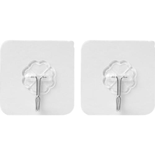 1/10/20Pcs Wall Hooks Waterproof Oilproof Self Adhesive Transparent Reusable Seamless Hanging Hook For Kitchen Bathroom Office