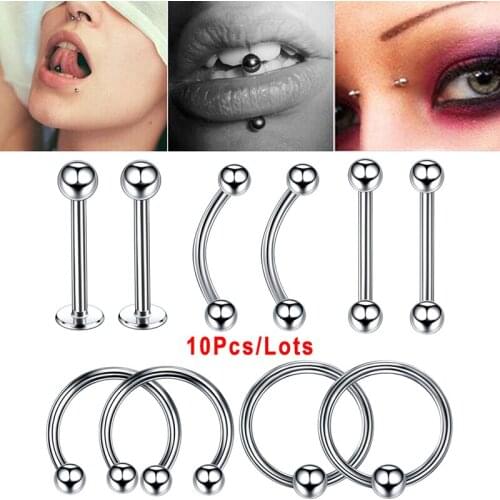 10Pcs/lots universal Body Piercing Tongue Ring Jewelry for Women Men