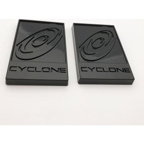2PCS Custom CYCLONE Black Painted Logo Car Fender Side Or Rear Trunk Badge Emblem Sticker Decal