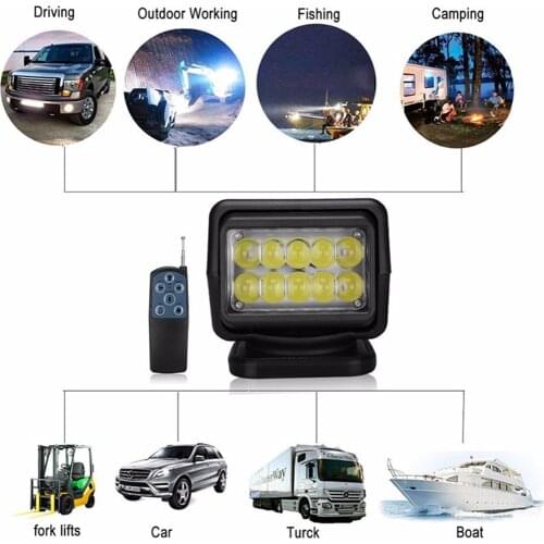 50W Remote Control Spotlight Wireless LED Searching Lights Boat Marine Truck Clear Lens Work Lamp