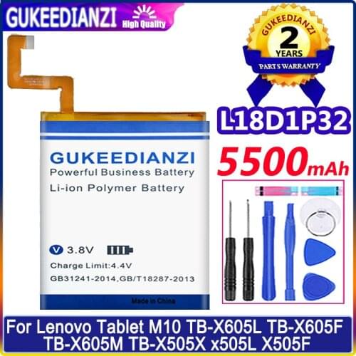 6250 /5500mAh GUKEEDIANZI L18D1P32 Tab Battery For Lenovo Tablet M10 TB-X605L TB-X605F TB-X605M TB-X505X x505L TB-X505X X505L