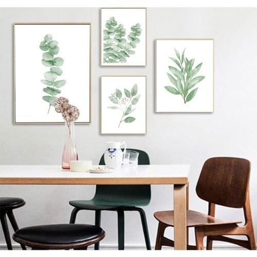 Watercolour Eucalyptus Leaves Canvas Painting Minimalist Wall Art Print Modern Picture For Living Room On The Wall Home Decor