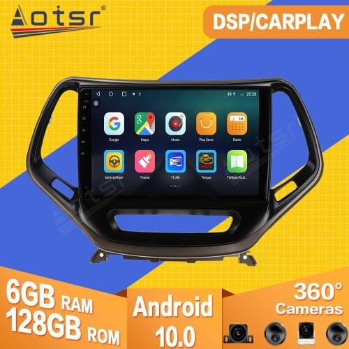 For Jeep Cherokee 2014 2015 2016 2017 2018 Android 10 Car Tape Radio Recorder Video Player Navi GPS Carplay Multimedia Head Unit