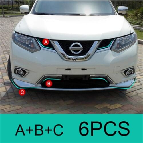 Car Stying For Nissan X-Trail X Trail T32 2014 2015 2016 Car Front Grille Grill Cover Trim ABS Chrome Decorative Accessories