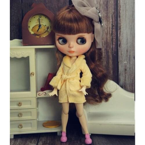 Yellow Fur Bathrobe Robe Fashion Doll Clothes For Blythe Doll Outfits Pajama For Blyth Dolls 1/6 Doll Accessories Toys
