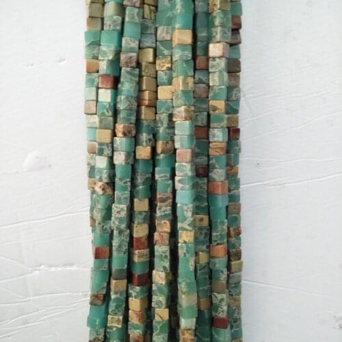 Square-shape Natural Snakeskin Stone Beads Loose Sea Sediment Stone Beads For Jewelry Making 4mm 5mm 6mm Pick Size Strand 15